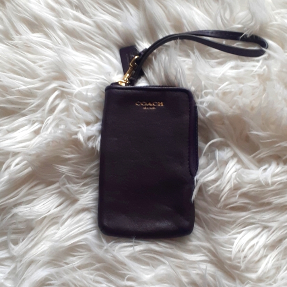 Coach Eggplant Mini Travel Wristlet